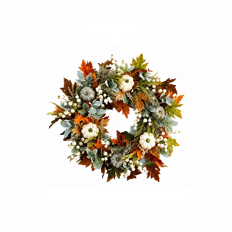 Garlands - All Peony And Pumpkin Wreath Year Round, Leaves And Berries Farmhouse Autumn Wreath, Mixed Leaves - Thanksgiving Wreaths for Indoor Outdoor, Artificial Fall Wreaths for Front Door Rustic