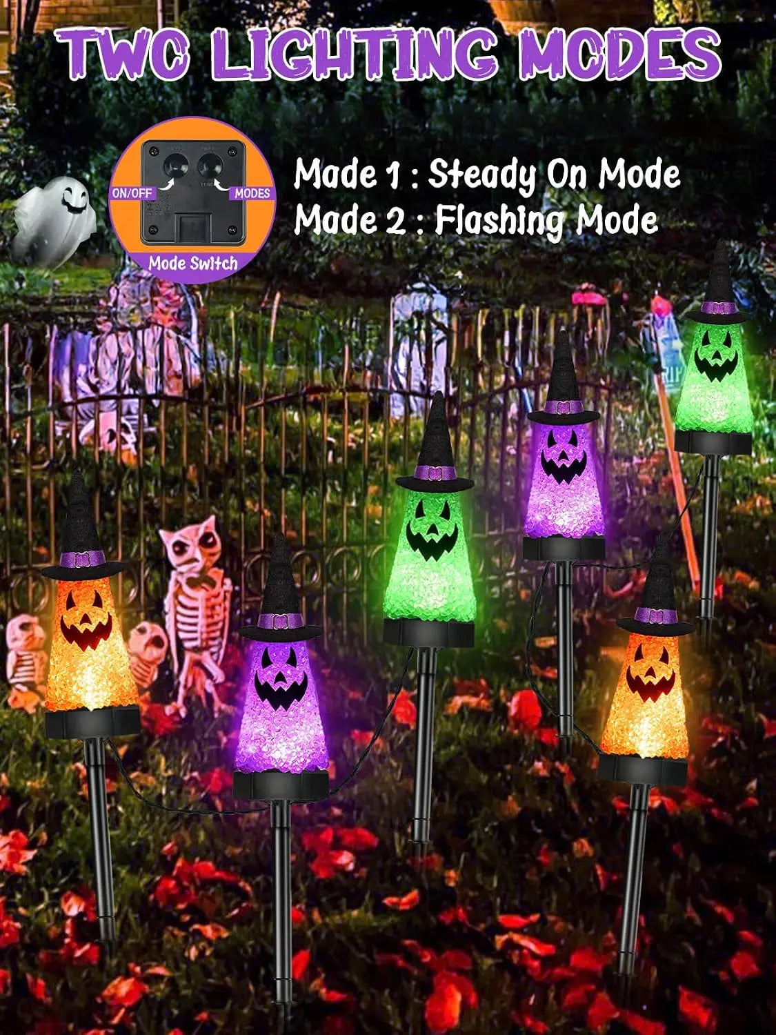 3 Pack Halloween Decorations Outdoor, Solar Ghost Pathway Lights Waterproof