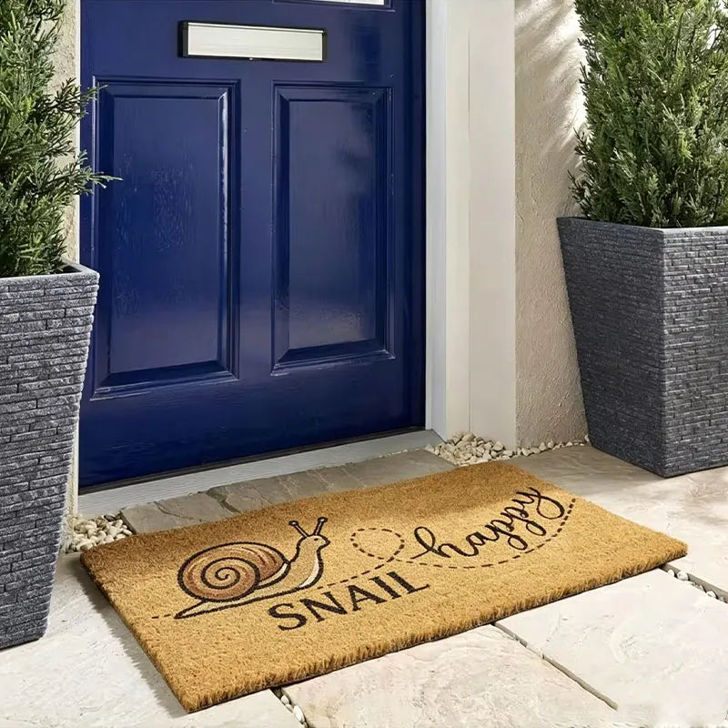 Bee Happy Doormat, Suitable for Home Entrances, Terraces, Balconies, and Gardens - Durable Anti-Slip Flannel Welcome Mat, Indoor and Outdoor
