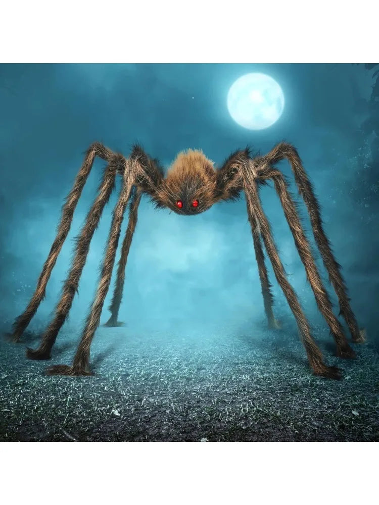 Halloween Outdoor Decorations Giant Spider, Scary Large Spider Props for Yard Lawn Halloween Outside Decor and Indoor Party Decor, Brown (Standing Height is 15 inches)