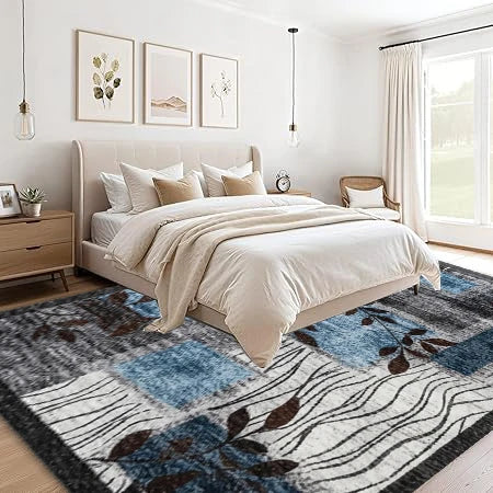 Modern Abstract Area Rug Non‑Slip Washable Floor Mat for Living Room Bedroom Home Decor