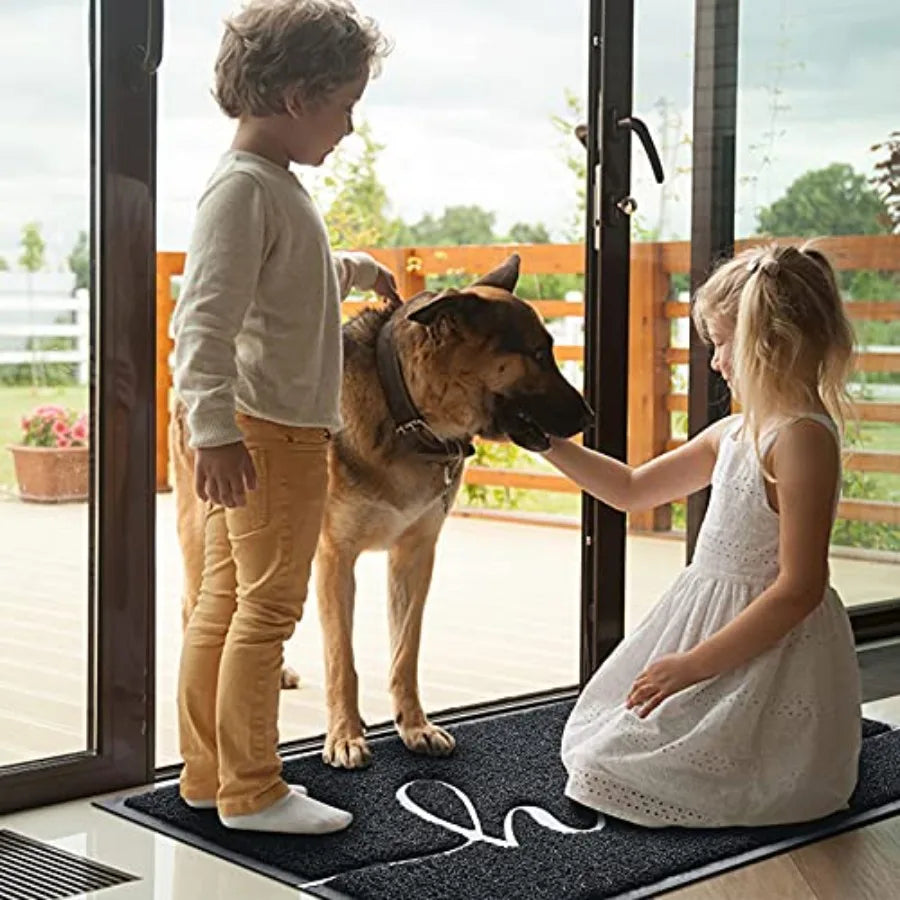 Door Mat 30"x17.5", Black,Welcome Mat Low Profile Front Doormat Floor Mat Non Slip Rugs for Entryway, Patio, High Traffic Areas