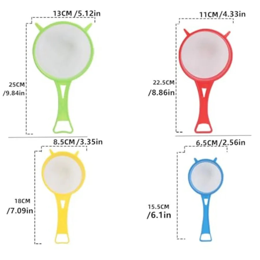 4 Pcs Flour Sifter for Baking, Flour Sieve Scoop Strainer, Manual Mesh Colander Baking Tool, Multifunctional Juice Filter with