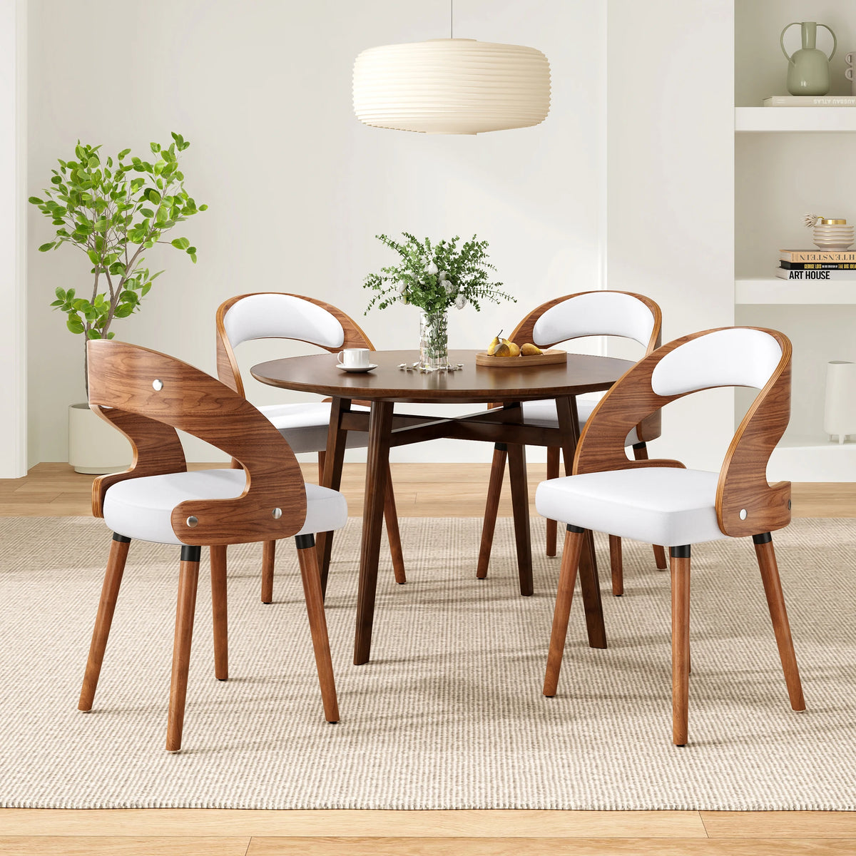 FARINI Modern Upholstered Wood Dining Chairs With Curved Backrest