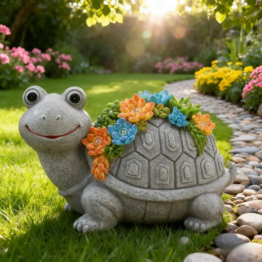 Solar Garden Turtle/Elephant/Dragon Can Statue Light Garden Statue Decor for Outdoor Courtyard Garden Lawn Landscape Decor
