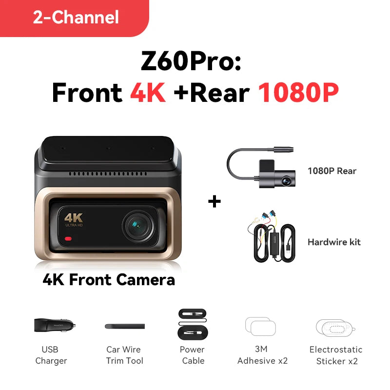 DdpaI 4K Z60 Pro Dash Cam Front Rear Video Recorder