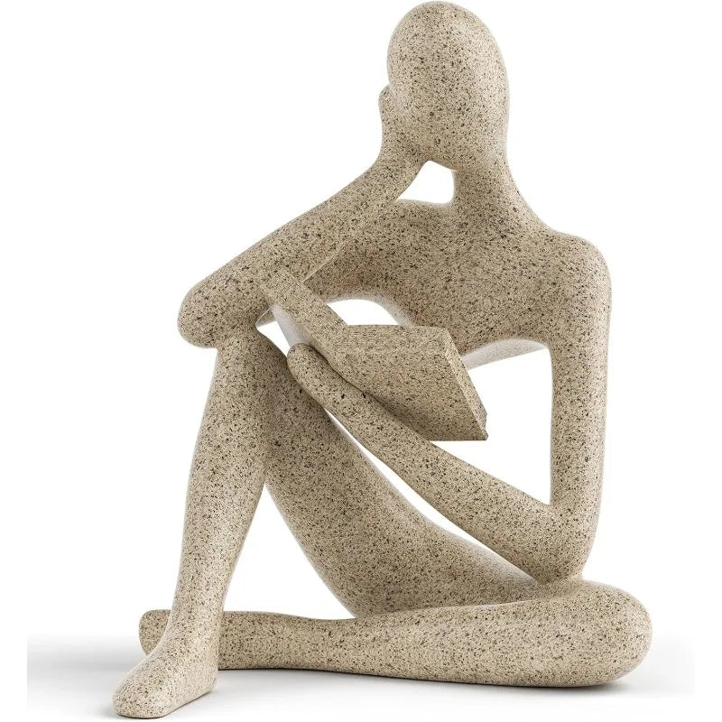 5.2 Inch Thinker Statue Bookshelf Decor, Large Resin Abstract Art Sculpture