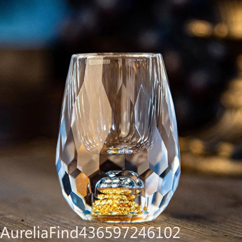 1/2/6Pcs 15ML Crystal Whiskey Glass With Gold‑Foil BPA‑Free Luxury Wine Tumbler For Decoration Collection Celebration Party Gift