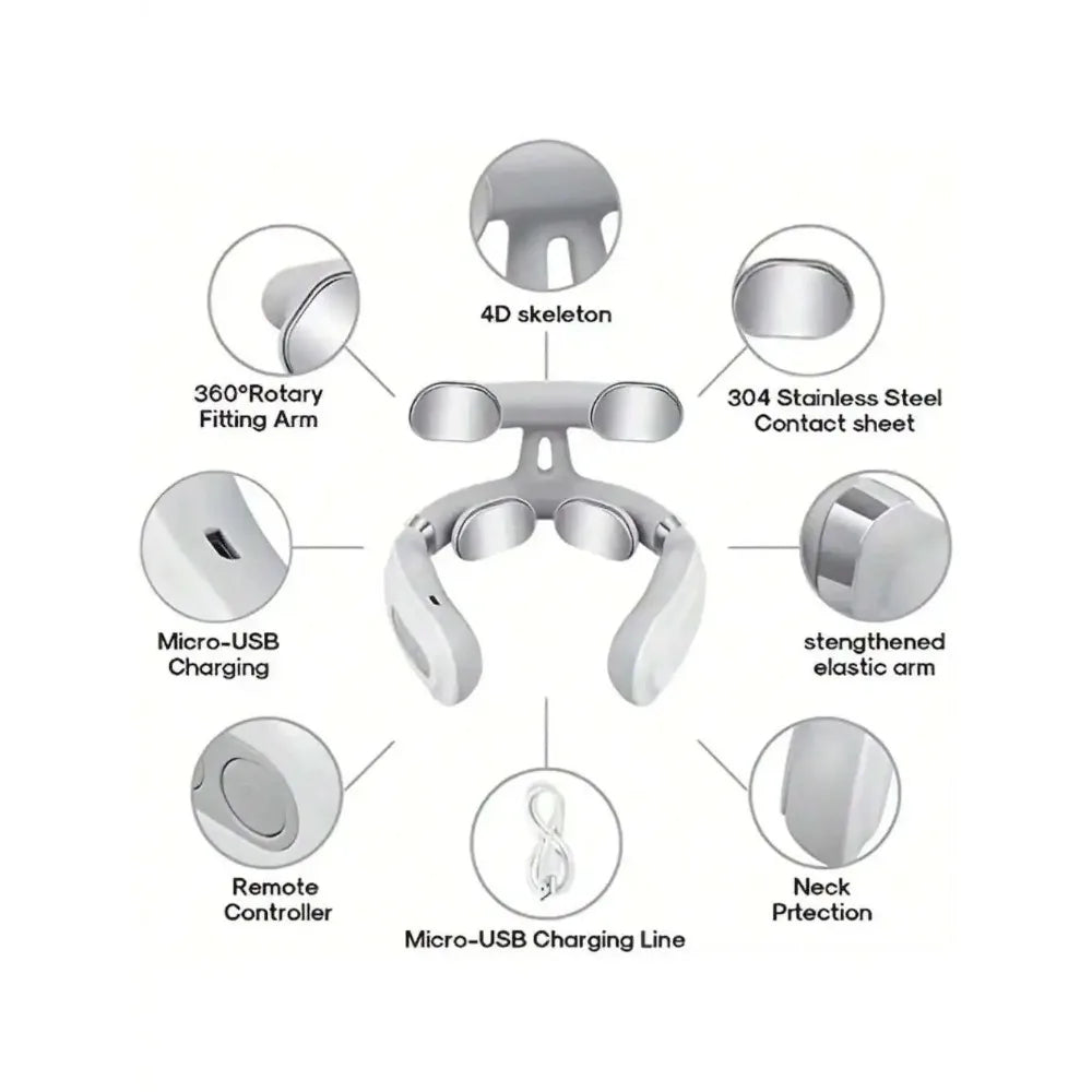 Four heads Adjustable USB Charging Neck Massager Heating Function Breathing Light For Neck Pain Relief And Relaxation