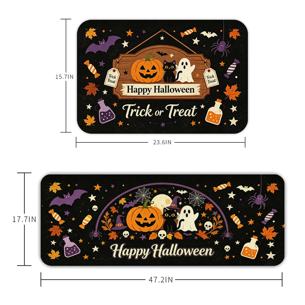 Halloween Pumpkin Ghost Carpet Flannel Non-slip Floor Mat Kitchen Bathroom Dinning Live Room Sofa Bedside Rugs Doormat Trick Or Treat Party Supplies Home Decor Welcome Mats