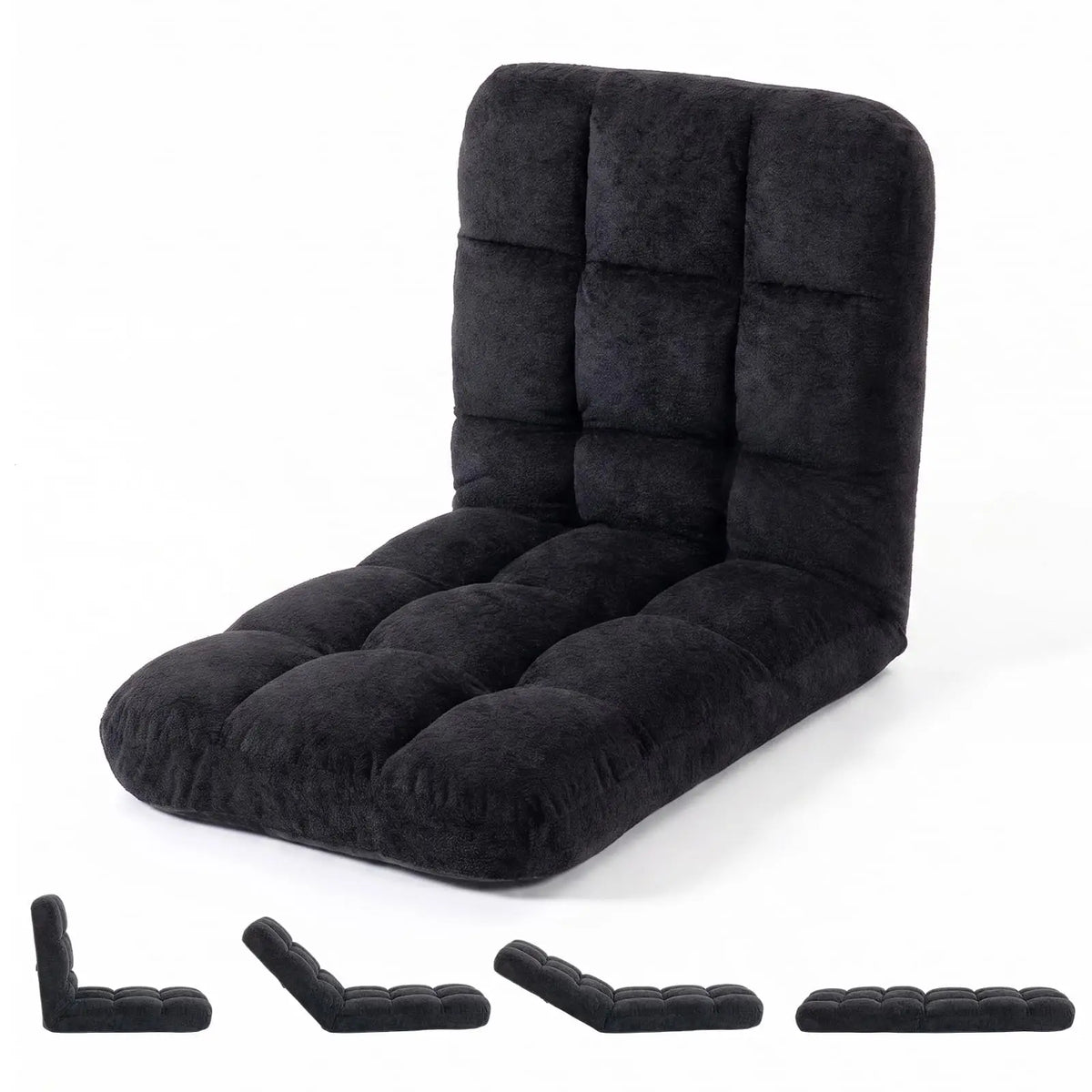 Adjustable Floor Chair With Back Support, 5-Position Foldable Gaming Lounge Chair, Padded Meditation Sofa For Indoor Living Room