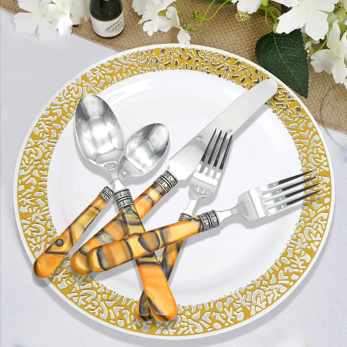 Barenthal Vintage Sandstone Handle Stainless Steel Flatware Set Silverware