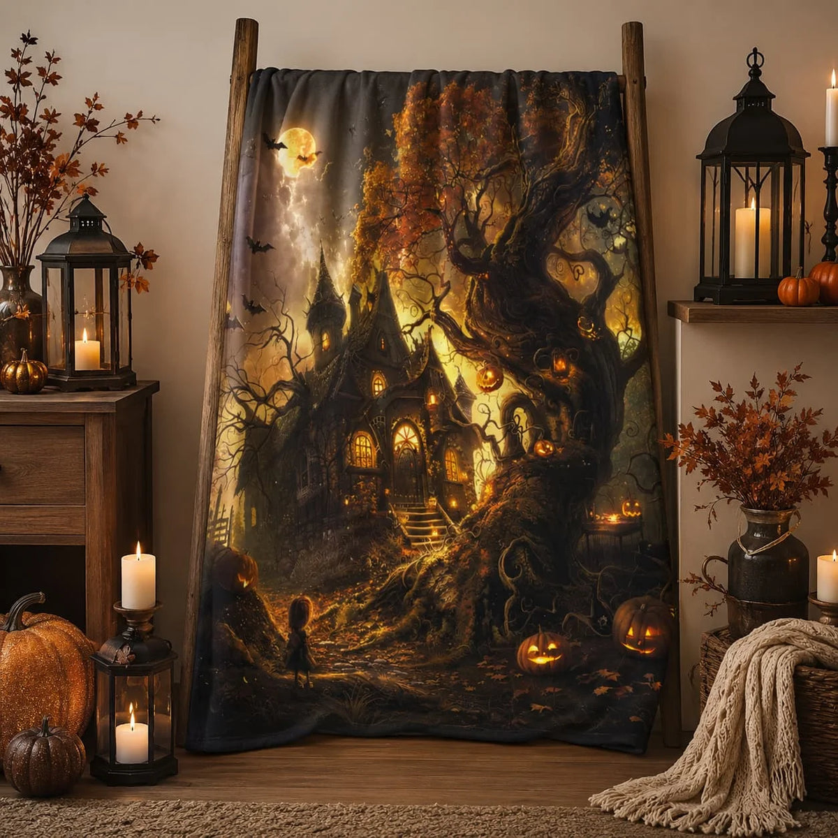 Haunted House Halloween Blanket: Soft, Spooky Fall Throw