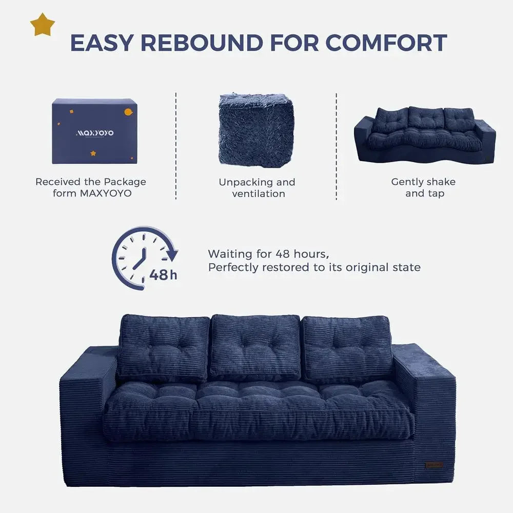 Upholstered Sofa With Tufted Cushions, Modern Living Room Couch