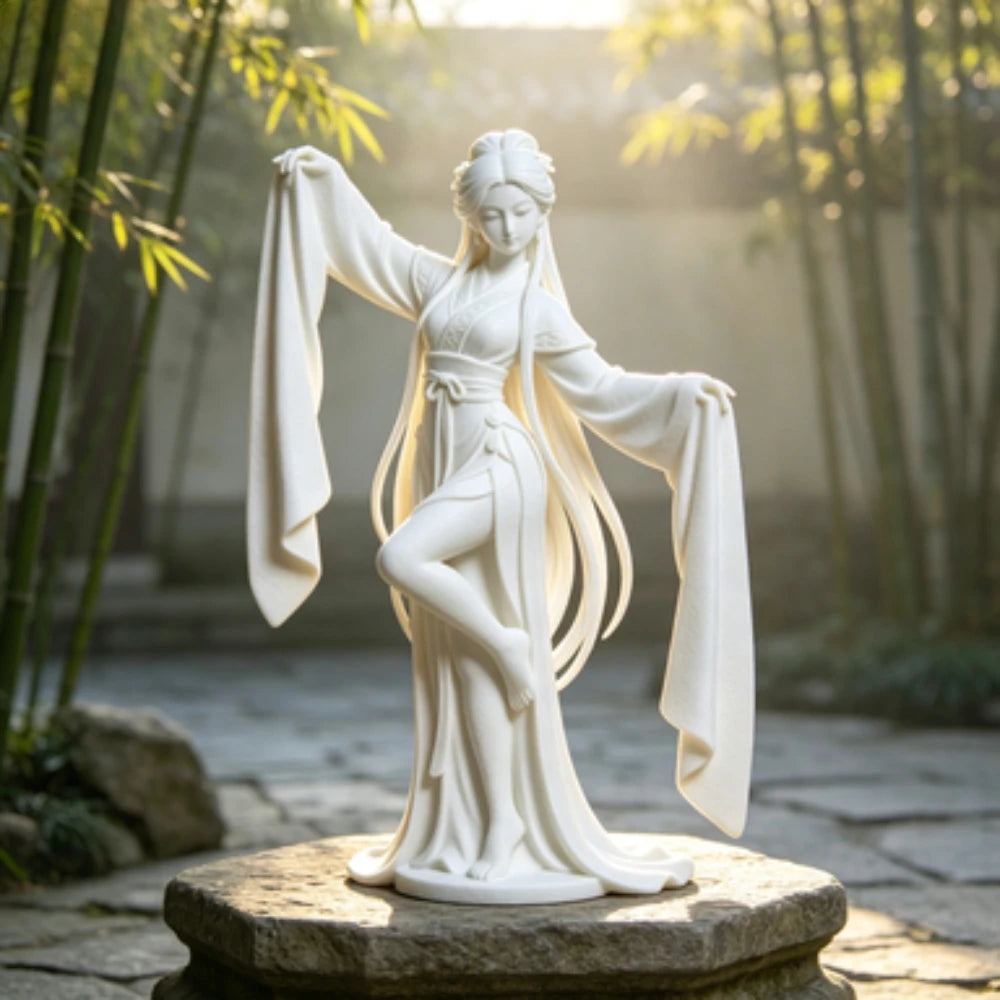 3D Printed Chinese Water Sleeve Dance Sculpture Elegant Classical Dancer Figurine Oriental Art Desktop Decor Art Collector Gifts