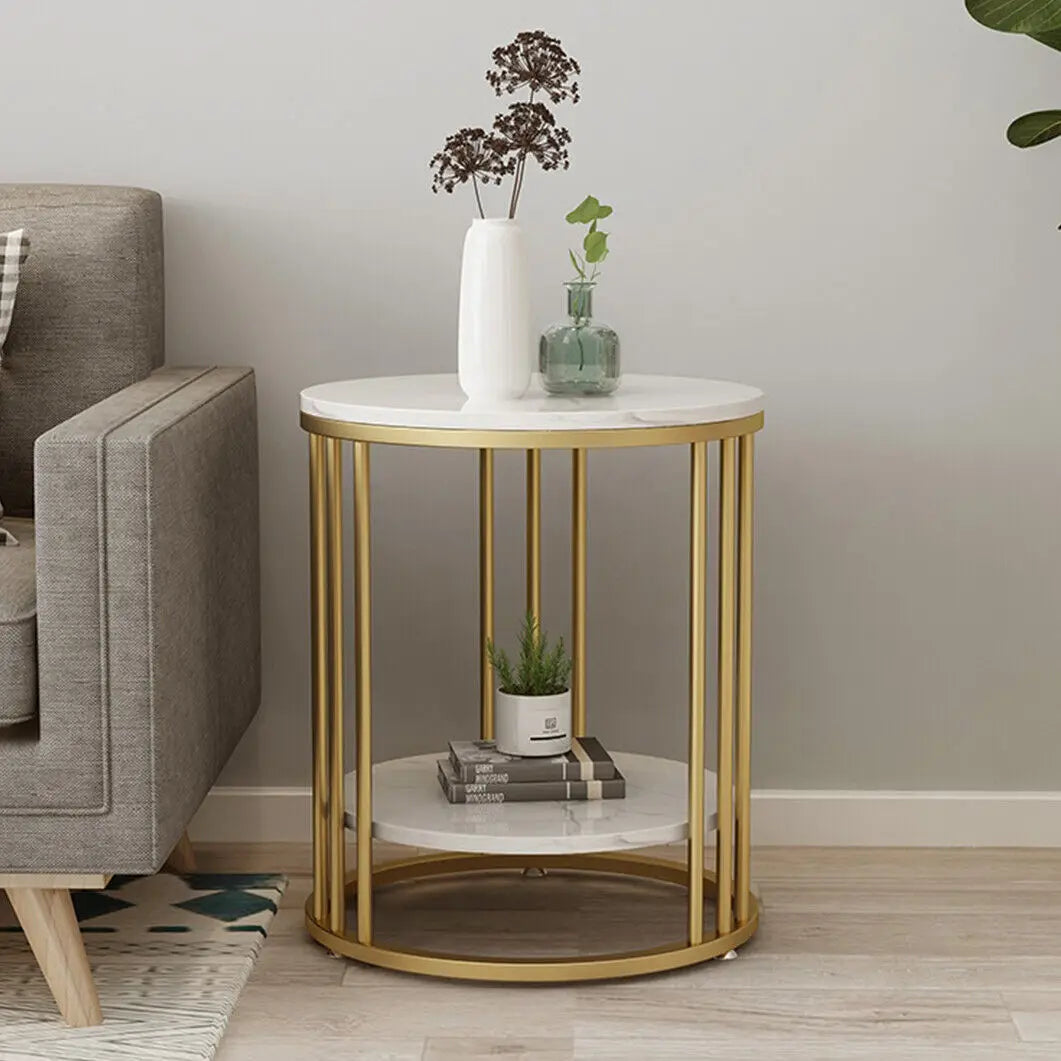 Wisfor Marble Side Table Round Coffee Table With Jewelry Storage