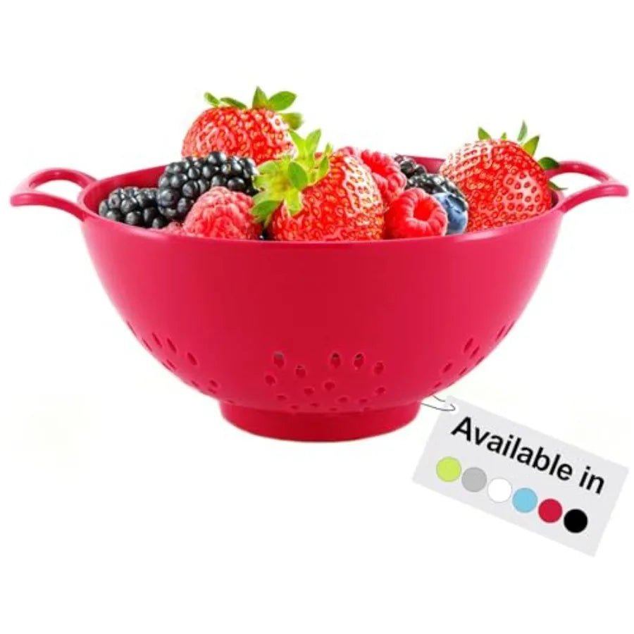 6-inch Small Colander, BPA-Free, Dishwasher Safe, Double Handles, Compact Food Strainer for Berries, Veggies and Pasta, 3-Cup C