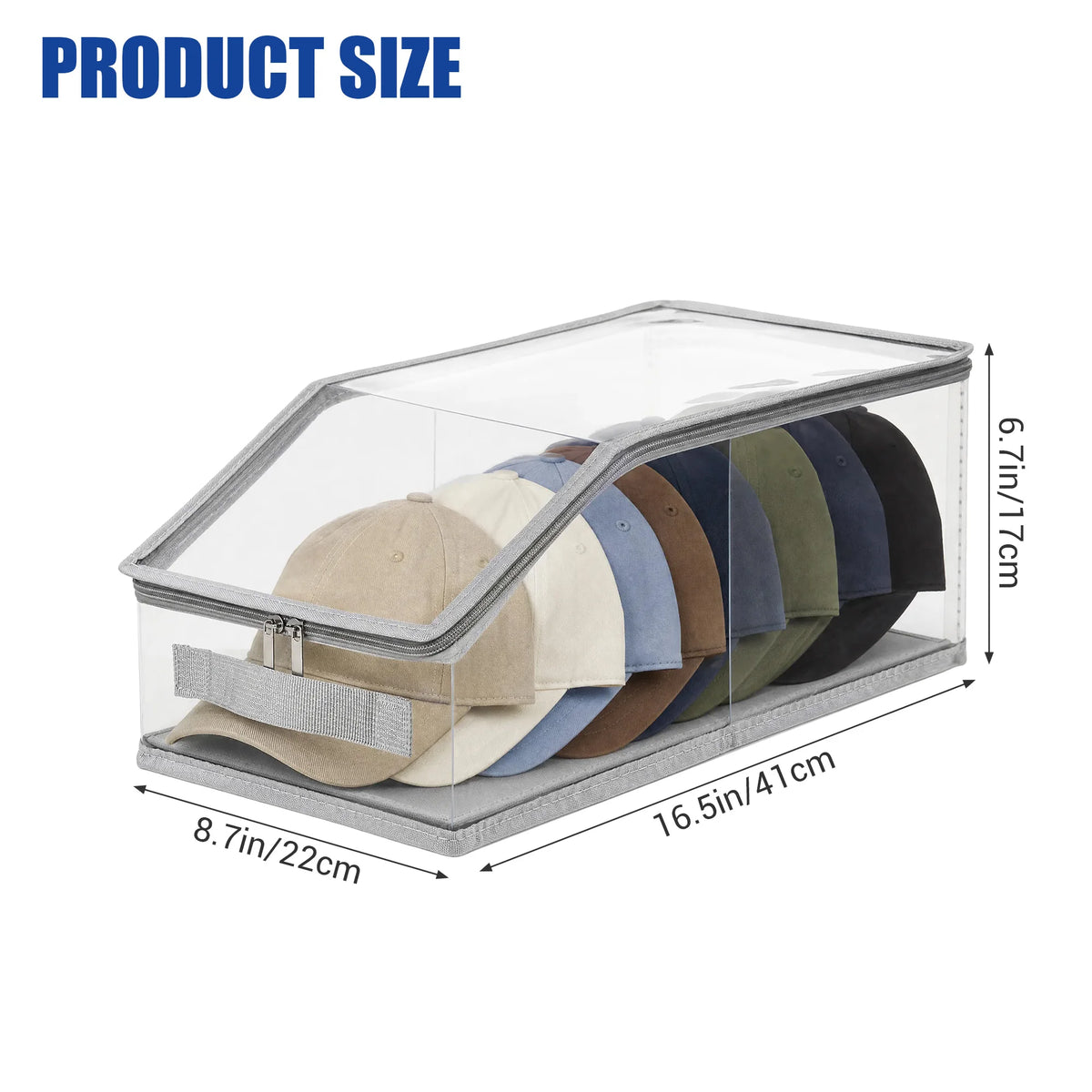 Hat Storage Organizer Box Clear PVC Baseball Cap Storage Container Stackable Dust‑Proof Cap Holder For Closet Wardrobe Under Bed