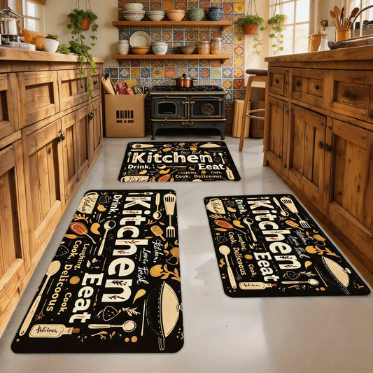Kitchen Rug Square Soft Plush Flannel Floor Mat Non Slip Fluffy Water Absorbent Decorative Carpet