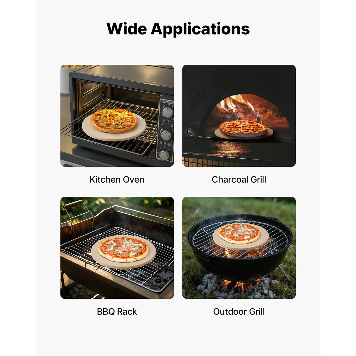 SucceBuy Pizza Stone 15 in Round 0.67 in Cordierite Baking Stone With Metal Peel Scraper 1450℉ Heat Resistant For Kitchen Oven