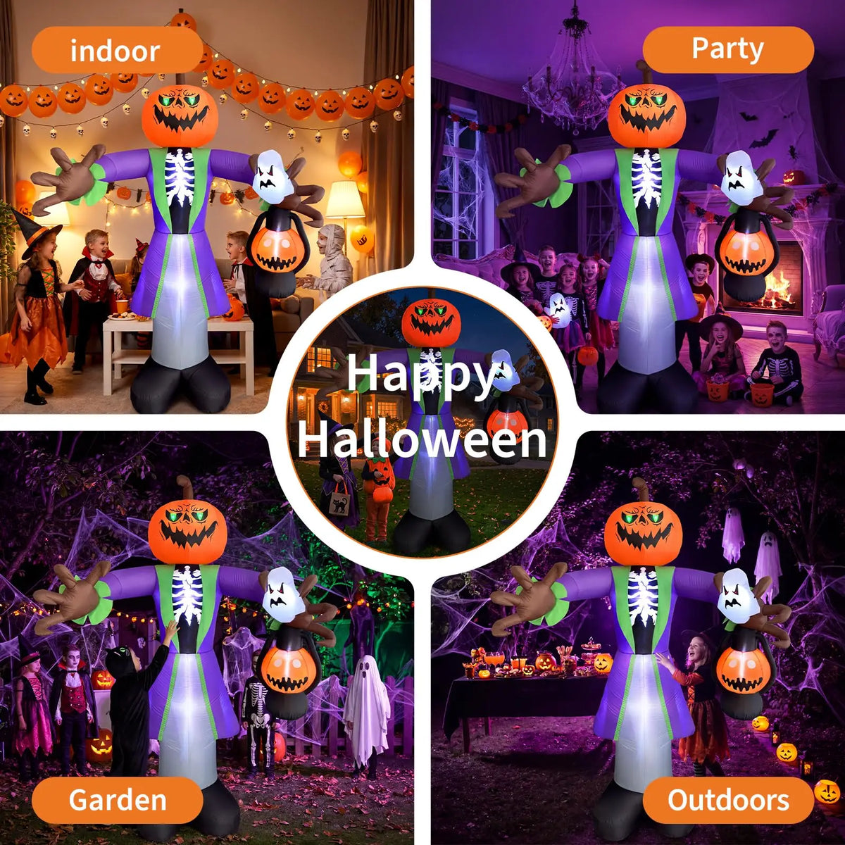8FT Halloween Inflatable Pumpkin Zombie With Lantern And 7 LED Lights, Outdoor Toy Yard Decoration For Lawn Porch Party Garden
