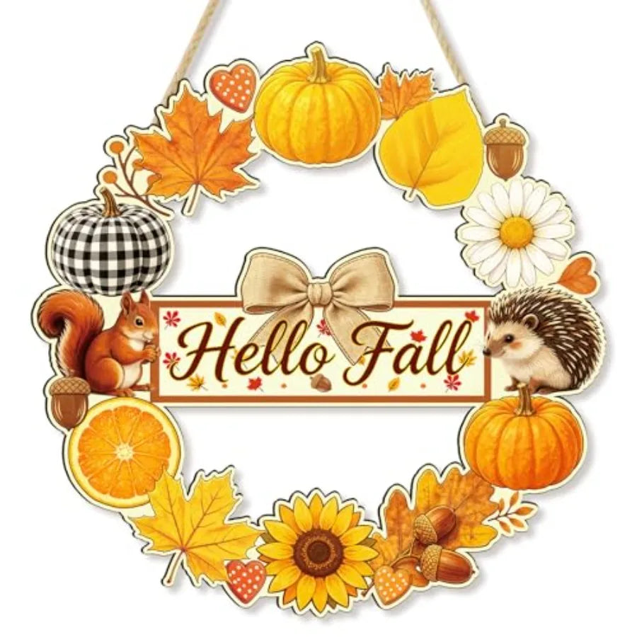 Fall Door Decor - Fall decorations Door Sign Thanksgiving Wreath for Front Door Hanger Tis the Season Autumn Hanging Sign Woode