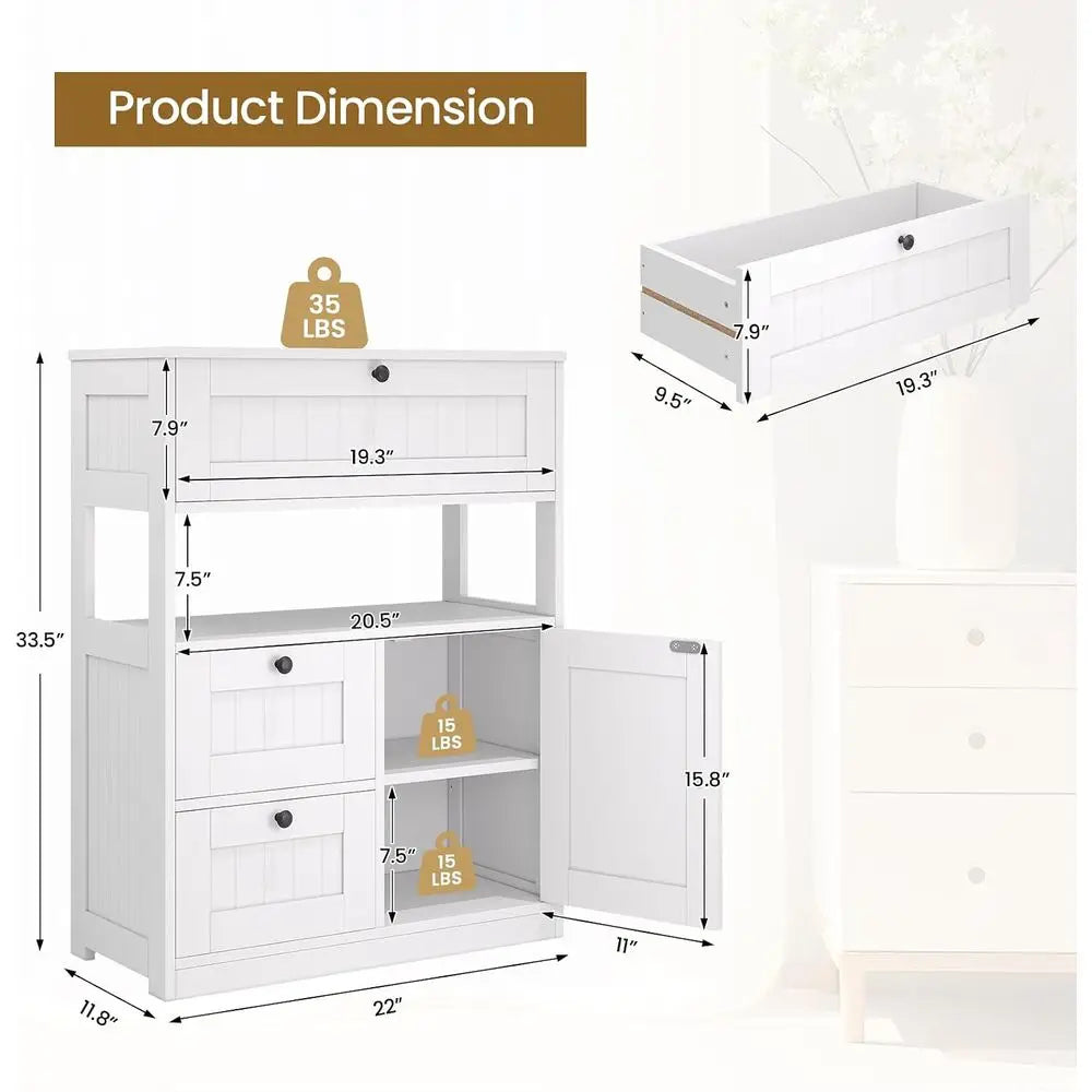 Bathroom Cabinet, ern Bathroom loor Storage Cabinet Organizer with 1 Door and 3 Ders, reestanding Cupboard or Kitchen/Living Roo