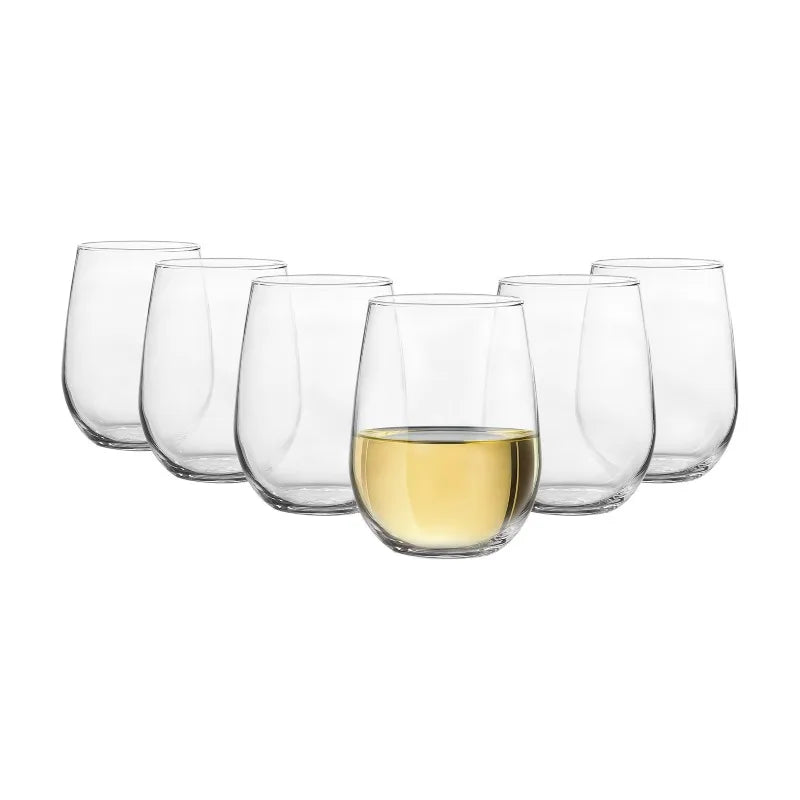 (4 pack) Clear Stemless Wine Glass Set, 17 oz