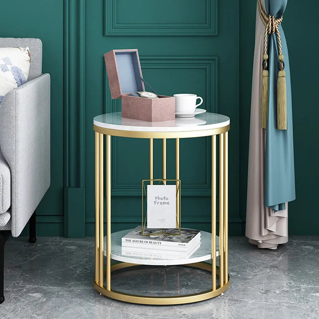 Wisfor Marble Side Table Round Coffee Table With Jewelry Storage