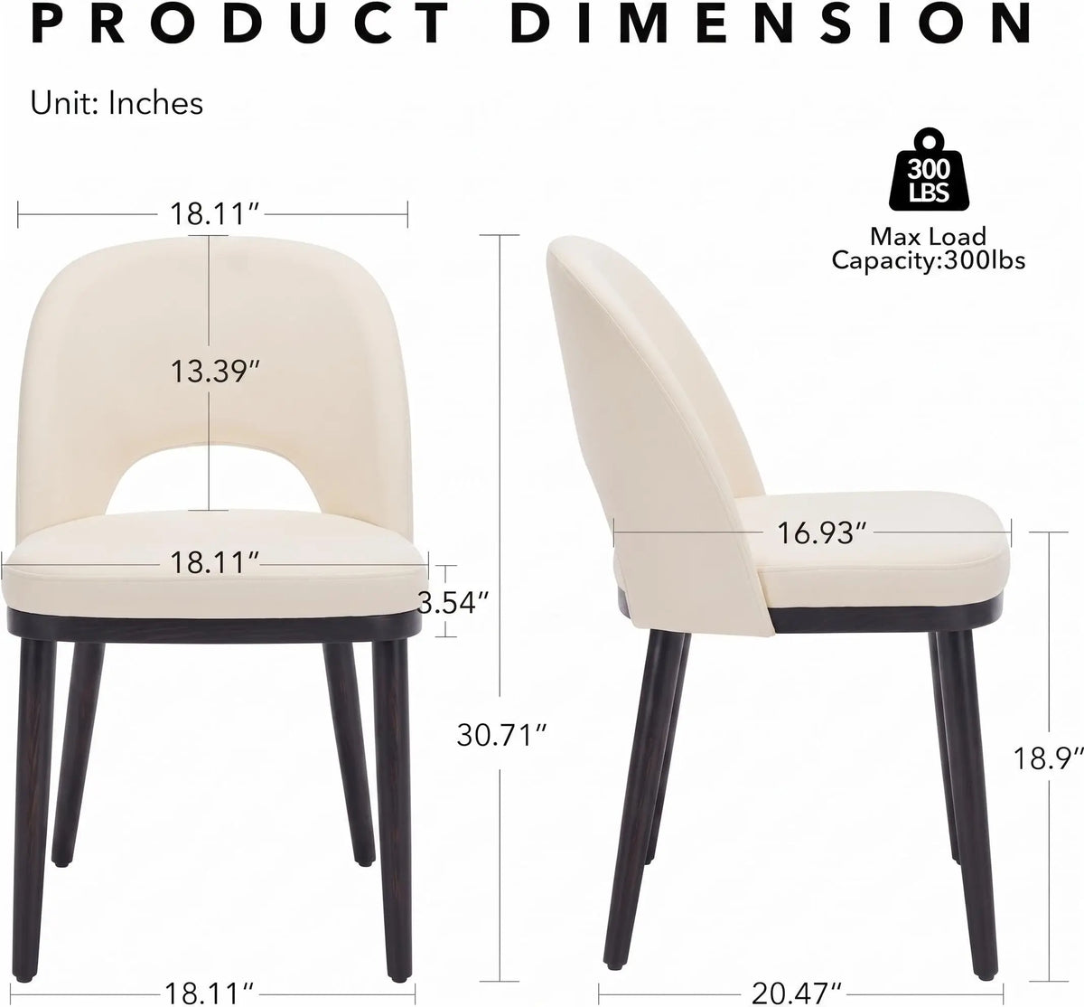 Modern Wooden Dining Chair Set Upholstered Seats Reinforced Legs