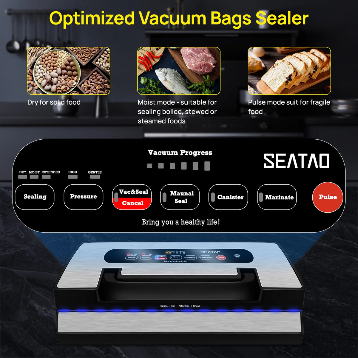 Seatao VH5188 Vacuum Packing Machine Built in Cutter & Storage Multifunction Automatic Vacuum Sealer Machine Commercial