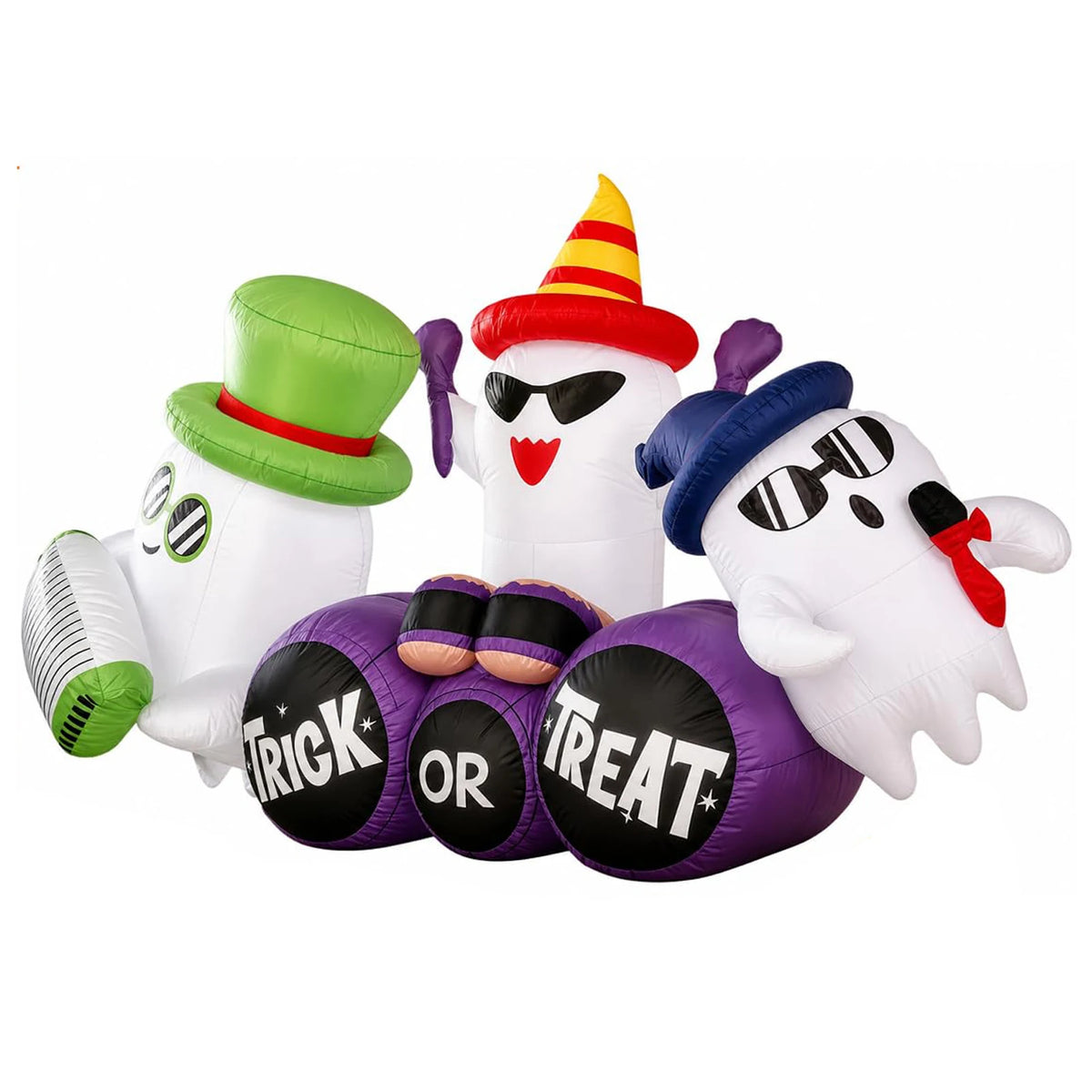 8ft Halloween Ghost Band Inflatable Outdoor Yard Decor With 6 Led Lights, Trick Or Treat Blow Up For Lawn Porch Garden Party Display