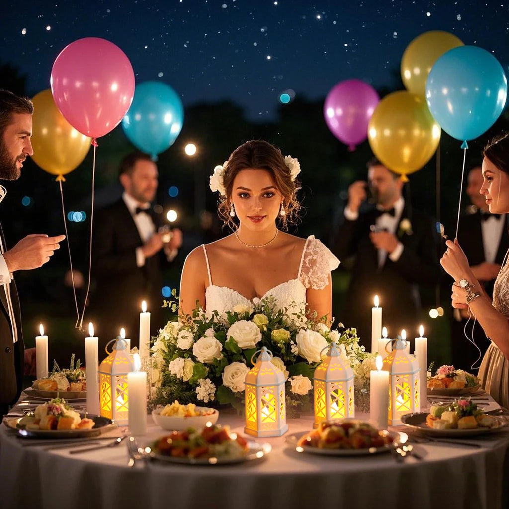 12pcs Set of LED Lantern Retro Atmosphere Decorative Lights, LED Small Candle Lanterns Christmas Table Center Decorations