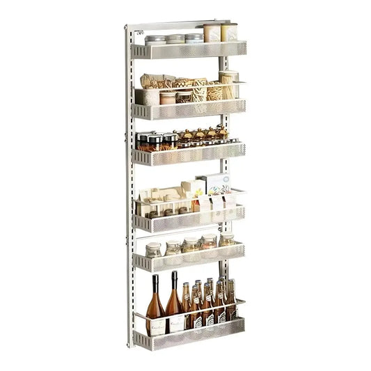 6-Tier Over the Door Pantry Organizer, Adjustable Metal Hanging Storage Rack for Kitchen Bathroom Cabinet