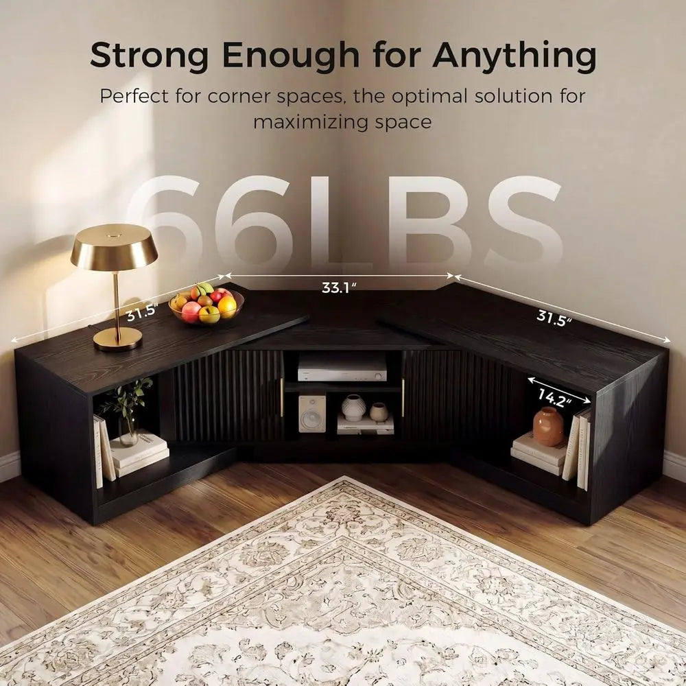 TV Stand or 55-80 Inches TVs, 63"-84.6" Adjustable Length, Exble Entertainment Center with Storage Cabi, luted Doern Media ole,