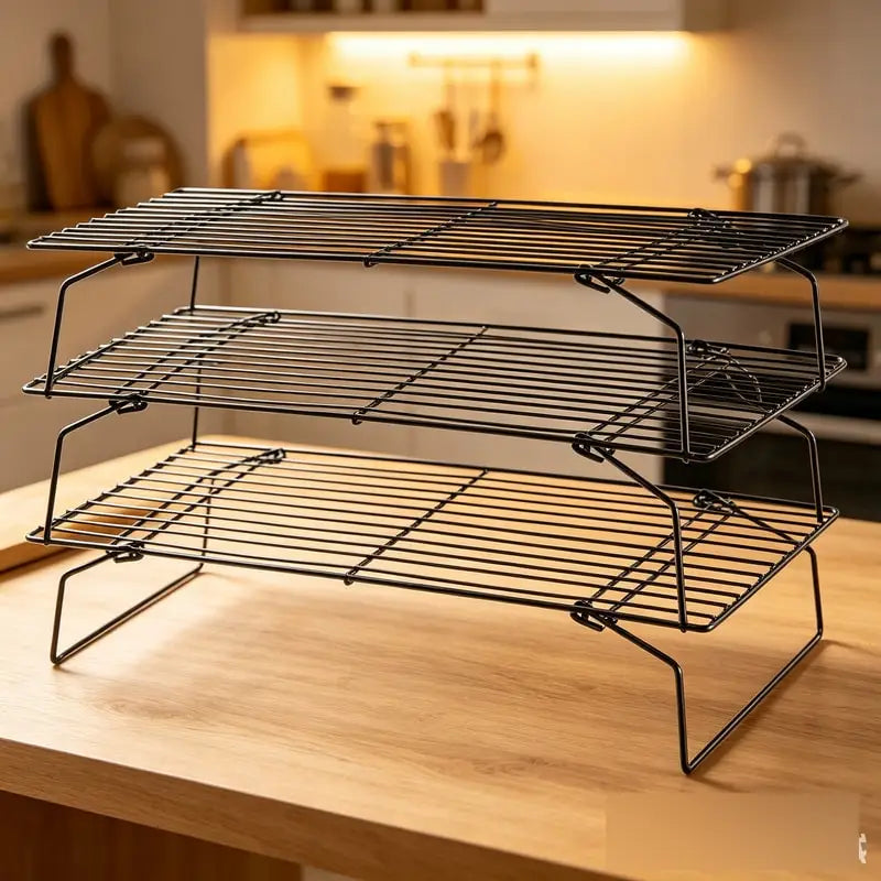 3Pcs Baking Cooling Rack Non Stick Wire Grid Stainless Steel Oven Kitchen Baking Tray Pizza Bread Cookie Holder Barbecue Shelf
