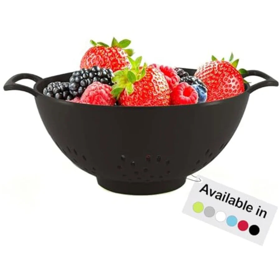 6-inch Small Colander, BPA-Free, Dishwasher Safe, Double Handles, Compact Food Strainer for Berries, Veggies and Pasta, 3-Cup C