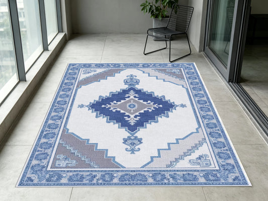 2D Beige Floral Pattern Rug, Light French Style, Soft & Comfortable, for Living Room & Bedroom