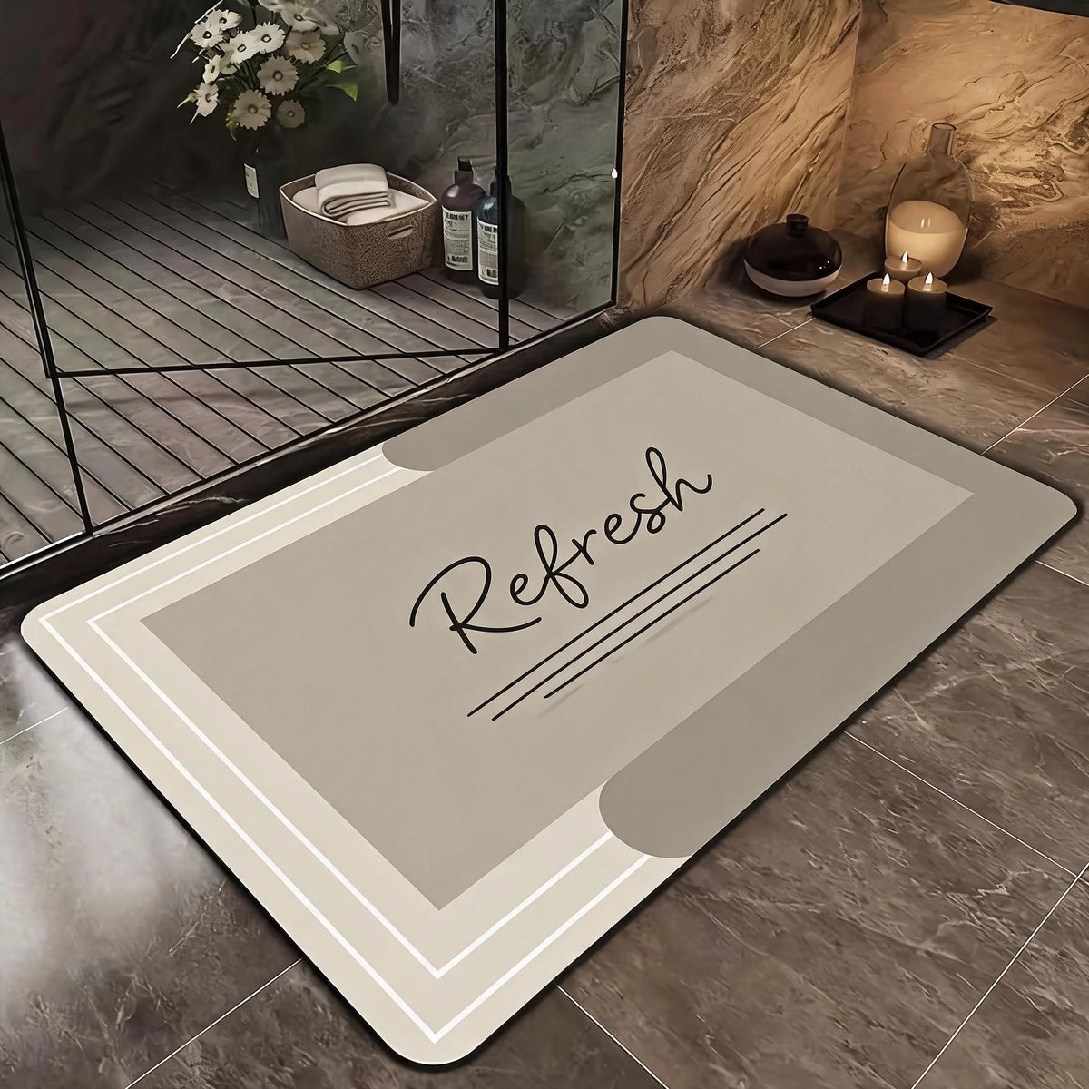 Soft Diatomaceous Earth Bath Mat - Non-slip, Quick Drying,, Geometric Pattern, Hand Washable, Suitable for Bathroom, Entrance, Kitchen, Perfect Home Decor