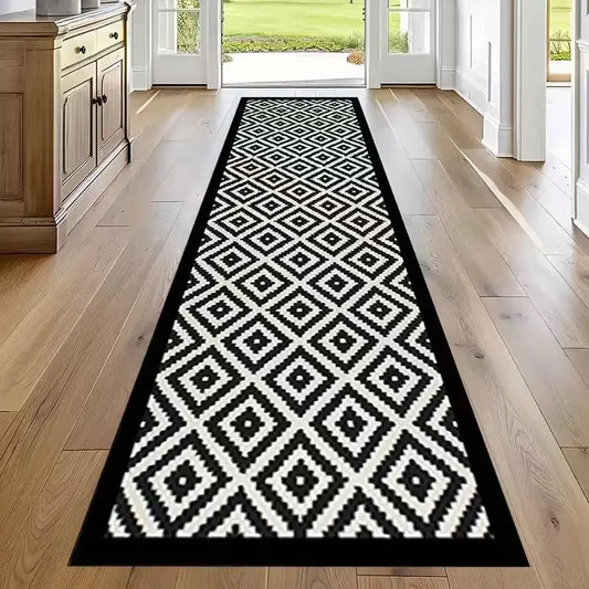 Oversized Long Rectangular Floor Mat for Hallway, Entryway and Living Room, Runner Rug for Outdoor Parties and Dining, Kitchen, Doorway and Bathroom, Non-Slip PVC Bottom, Stylish Printed Pattern