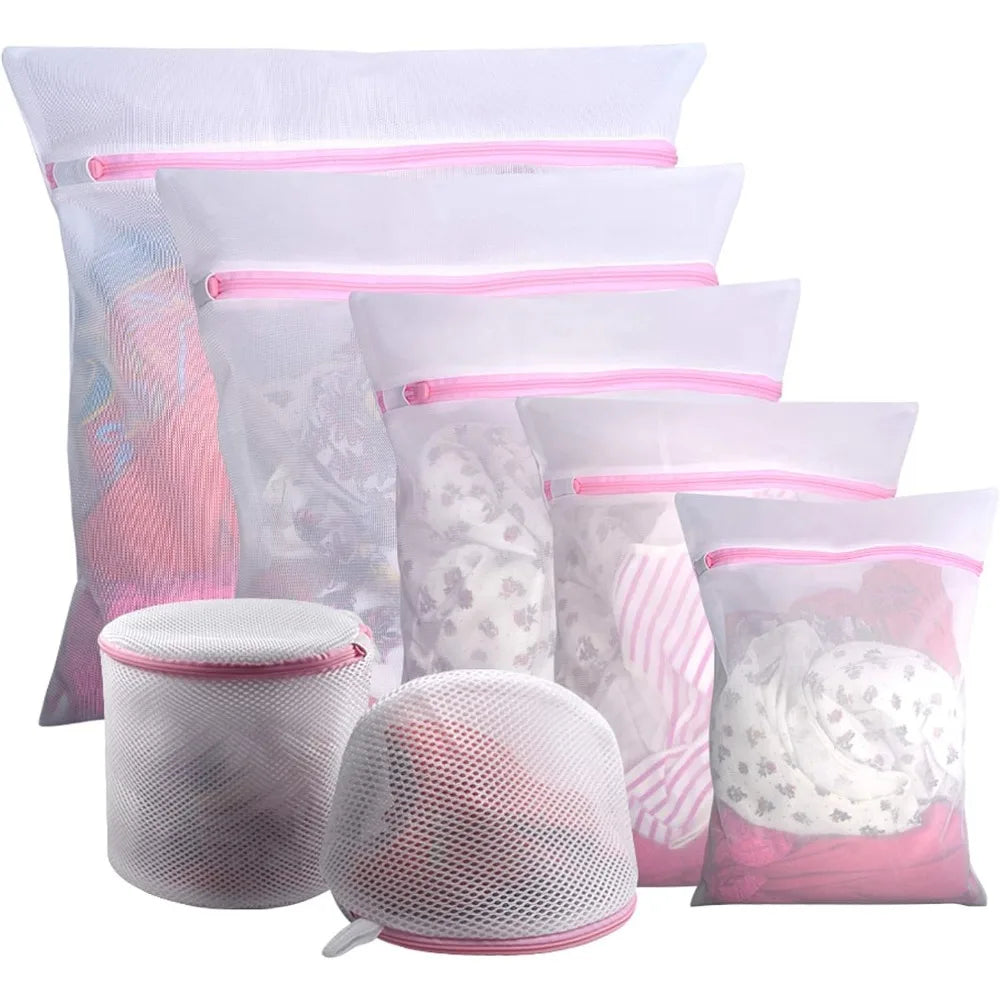 7PCS Mesh Laundry Bags Set for Delicates Wash Protection with Bra Bags Lingerie Bags Travel Storage Organizer for Underwear Socks XXL XL L M S Size