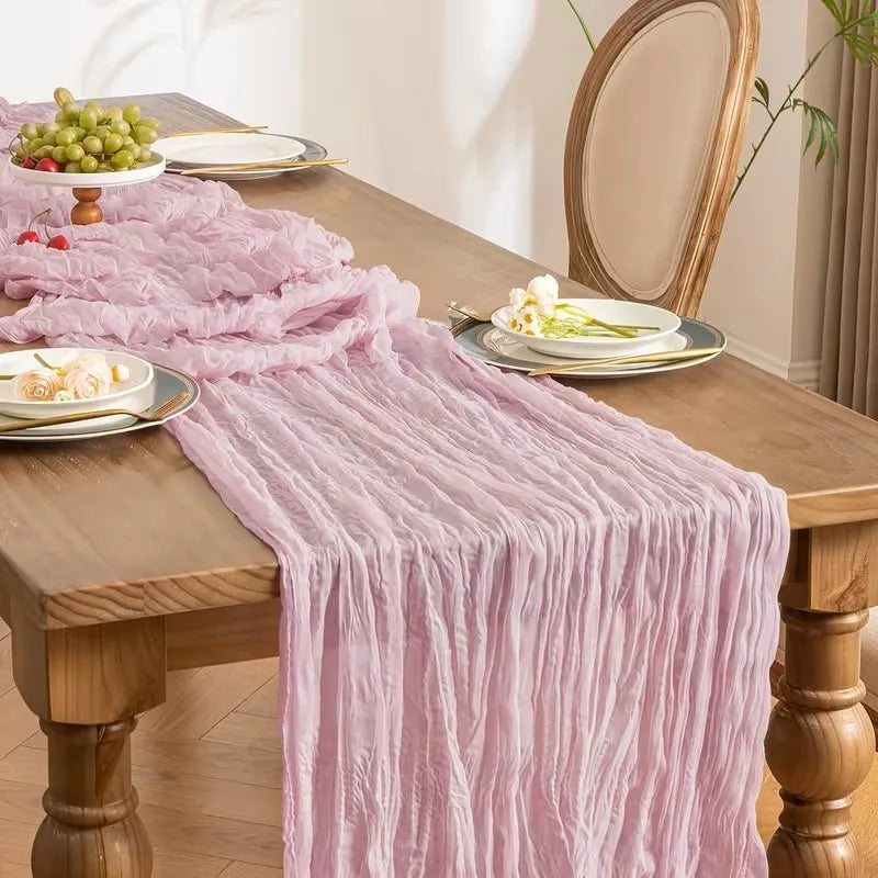 10 PCS  Gauze Cheese Cloth Table Runner 21×120 Inches, Lightweight Polyester Rustic Table Runner, Romantic Aesthetic Table Centerpiece, Reusable Table Linens for Wedding Arch Decor Birthday Dinner New Year Picnic Restaurant