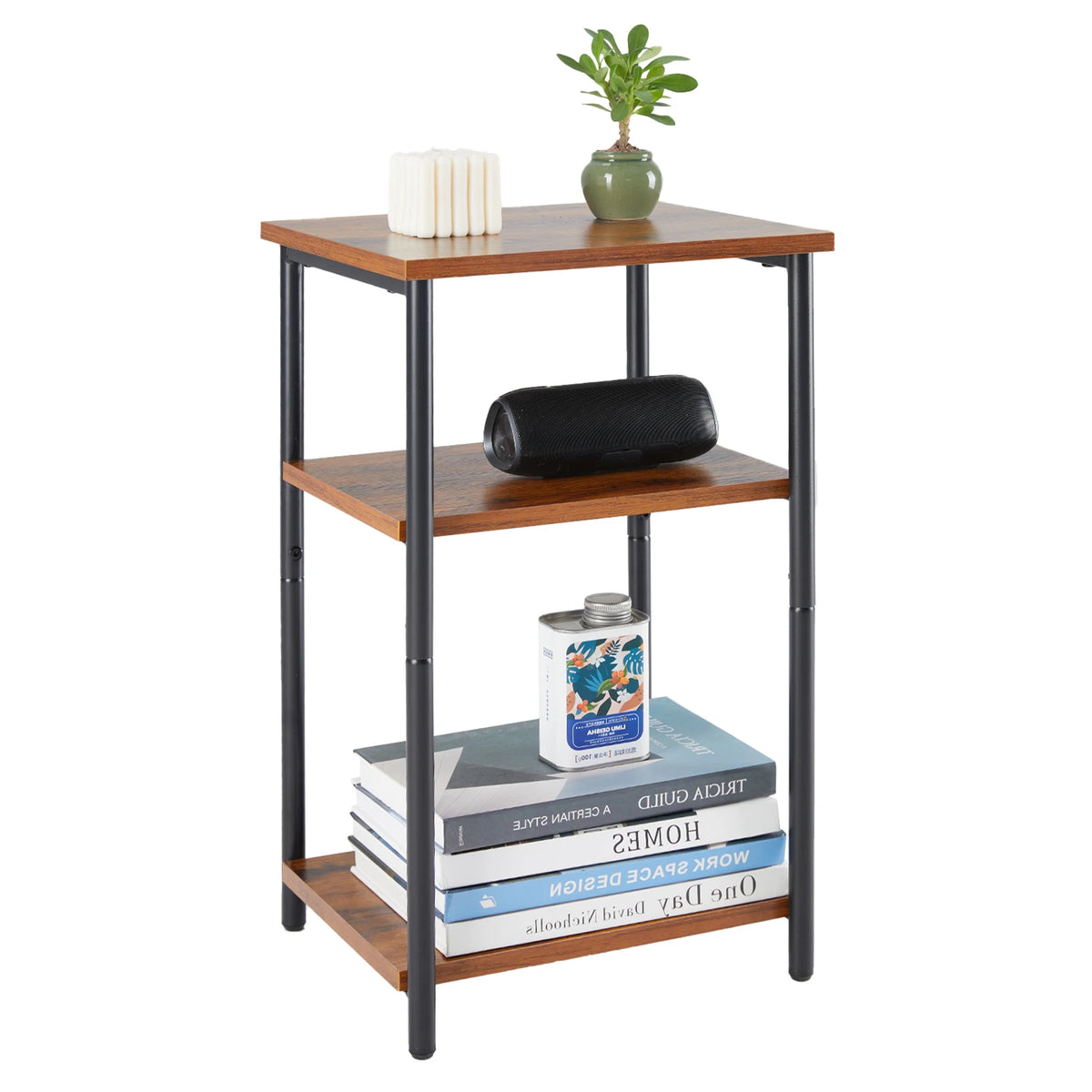 JHK Modern Steel End Table With Adjustable Feet For Bedroom