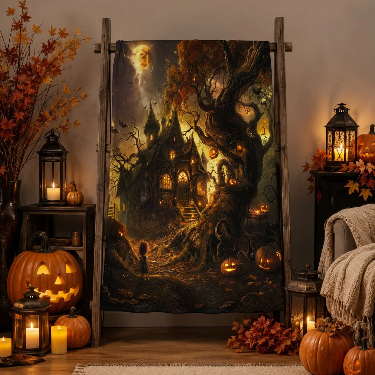 Haunted House Halloween Blanket: Soft, Spooky Fall Throw