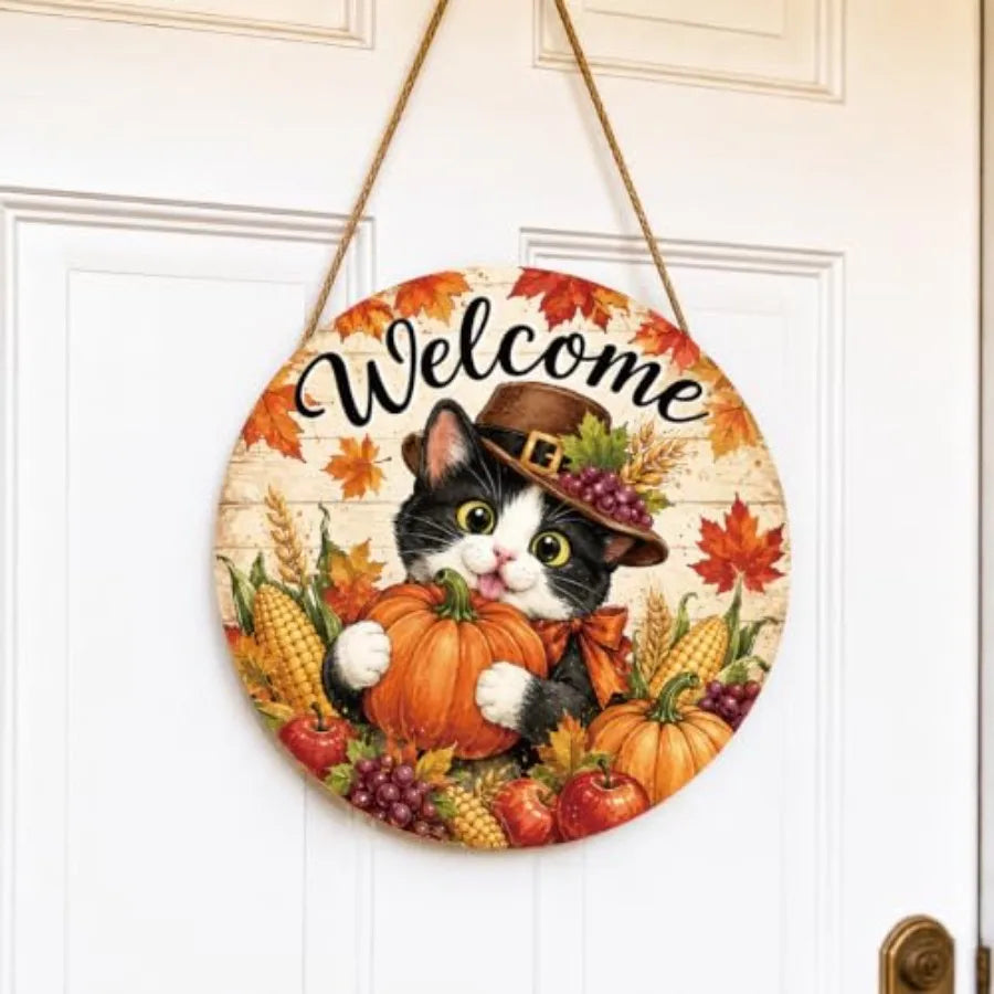 Fall Door Decor Wooden Hello Fall Sign, Pumpkin Truck Door Hanger Wooden Hello Fall pumpkin truck sign for front door, porch, w