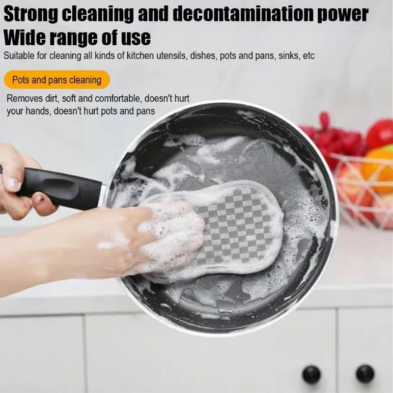 6 Pack Kitchen Scrub Sponges, Reusable Double Sided Washable Sponges Microfibre Scrubbing Sponge for Kitchen Dishes Plates Pans, Grey