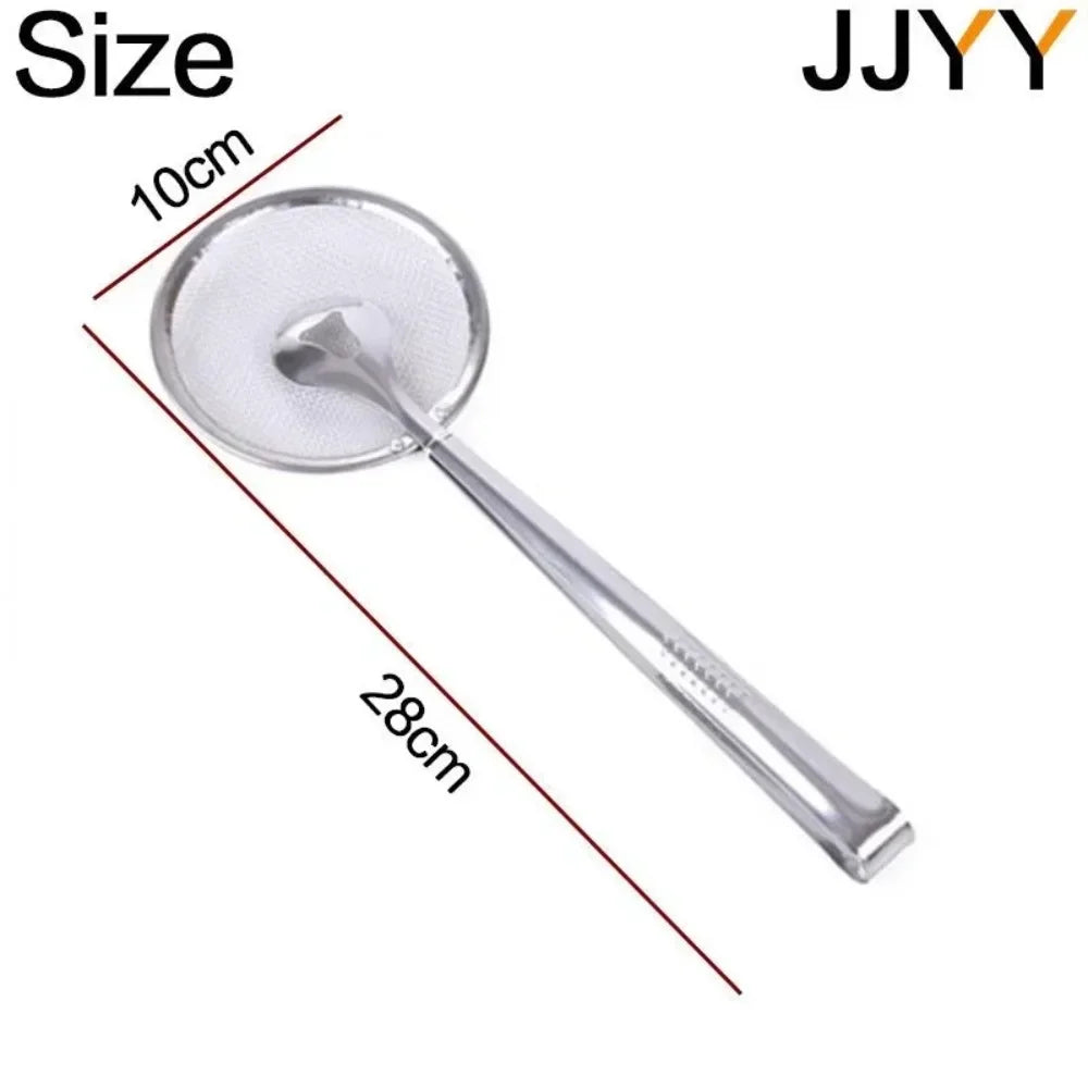 Stainless Steel Strainer Spoon Tongs, Mesh Filter Spoon and Clip Design, Approx. 280 x 100 x 10mm, Silver Finish, Approx. 40g, for Fried Food, Salads, Bread, Vegetables, Grilling and Kitchen Serving, approx. 280 x 100 x 10mm
