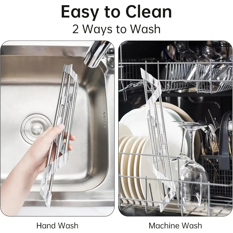 Marble Triangle Roll-Up Dish Drying Rack for Sink Corner - Small, Foldable, Stainless Steel, Multipurpose Kitchen Drainer Caddy, Trivet, Rustproof Organizer, Storage Shelf