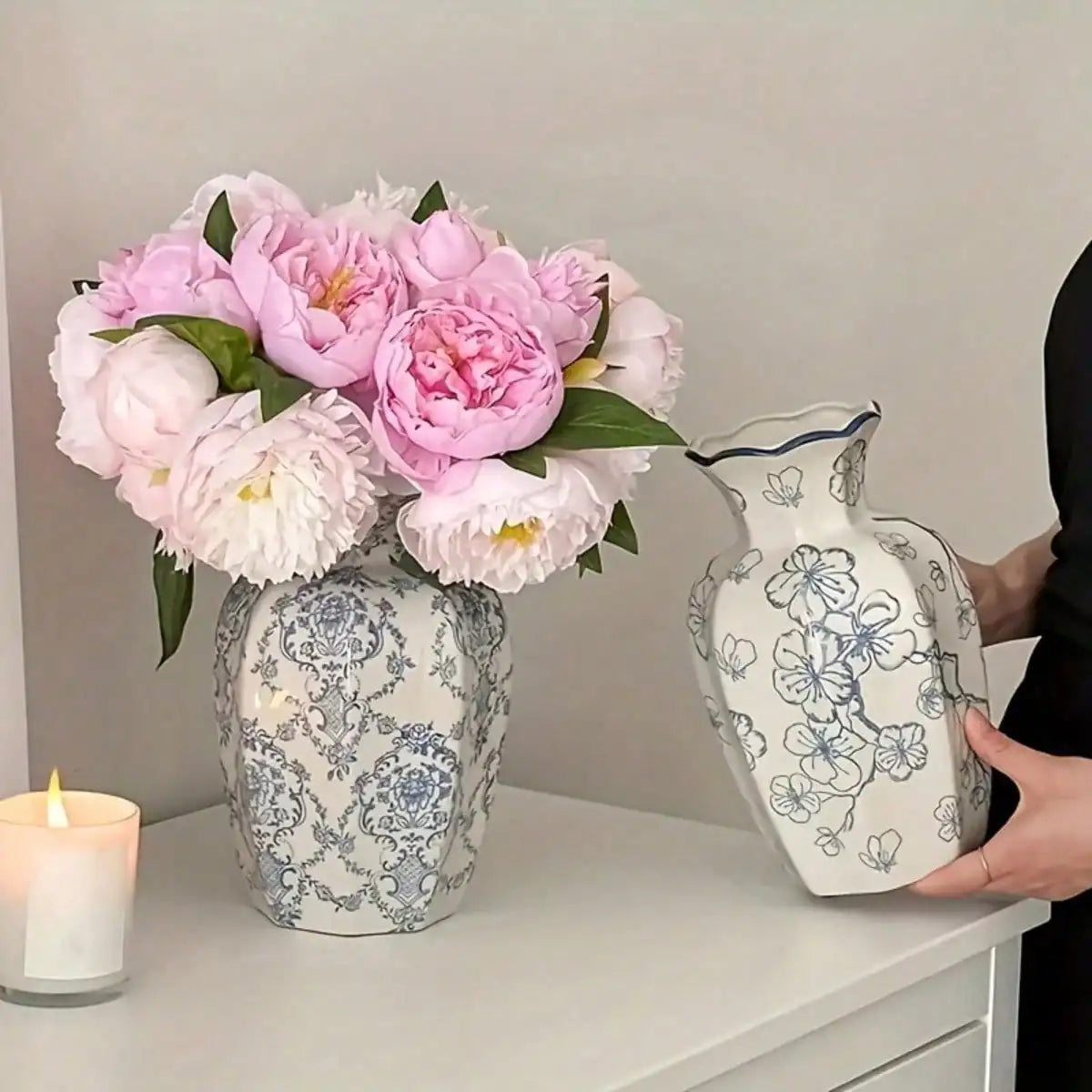 1pc Blue And White Porcelain Vases, Retro Home Decoration Vases, Adding French Country Elegance To The Home, Gifts, Home Decoration Ornaments, Flower Arrangement Art，sh260321154865746839406