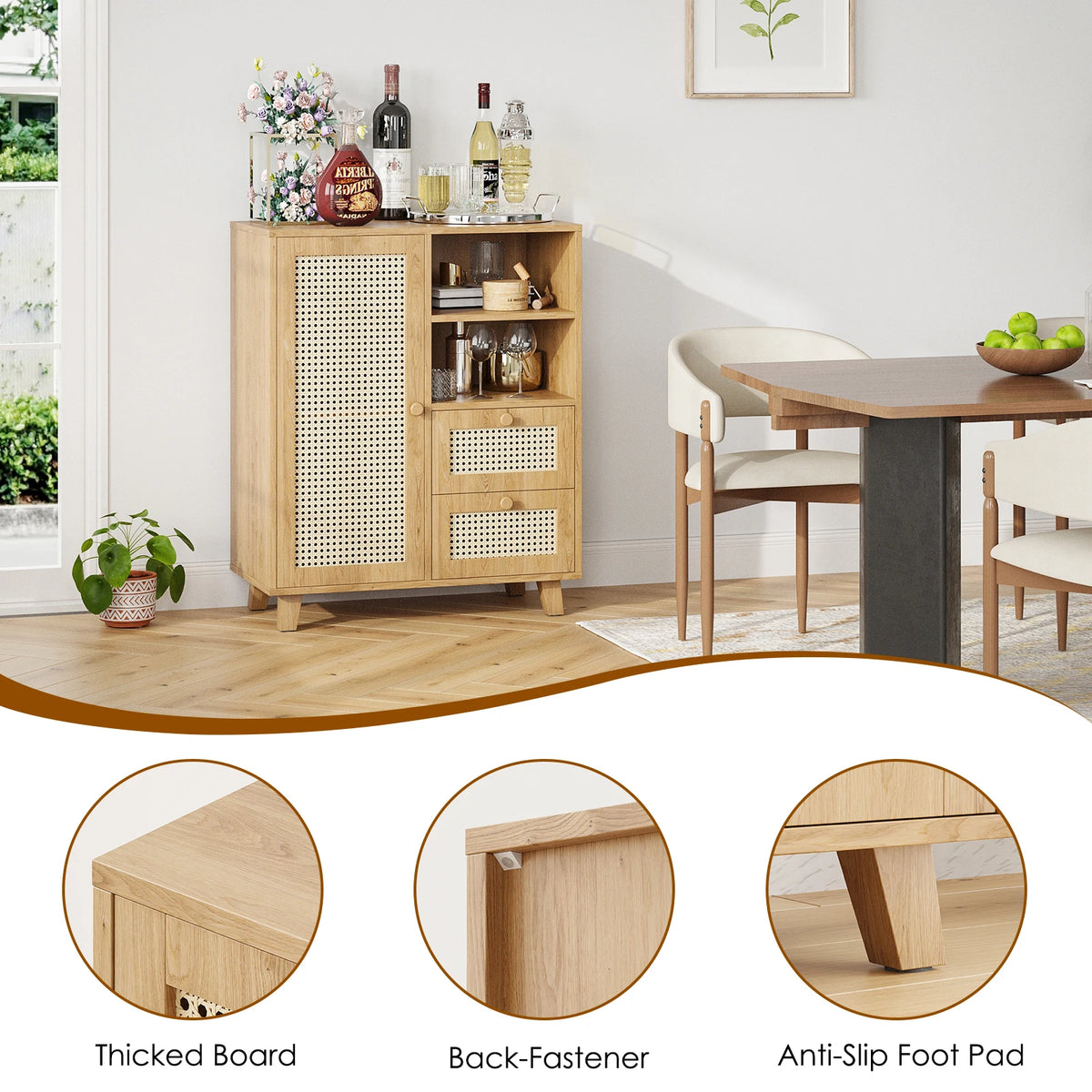 FARINI Modern Sideboard Cabinet With Wine Racks And Storage